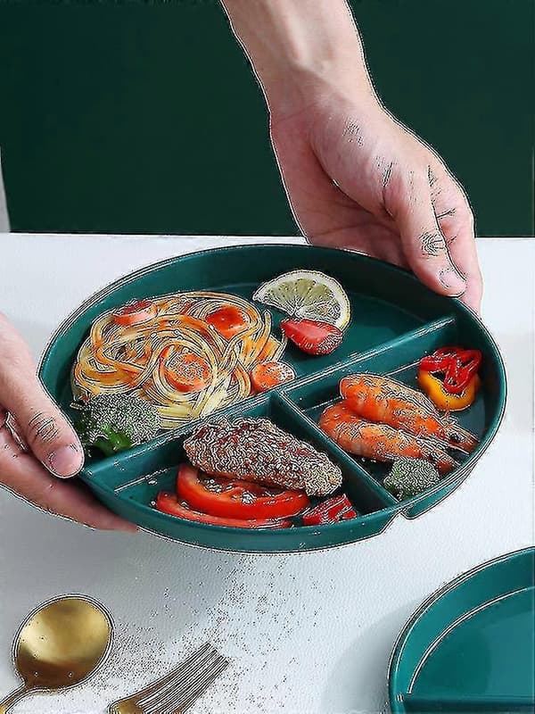 Portion Control Dinner Plate For Adults With 3 Compartments - Essential For Home Kitchen