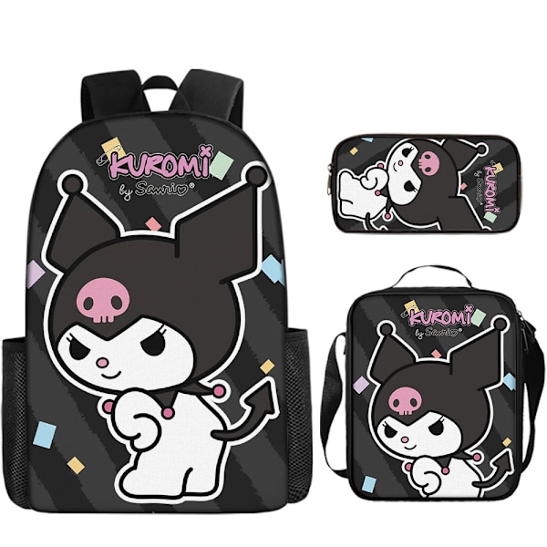 Tecknad Kuromi tredelat set Cinnamon dog KT katt tecknad grund- och gymnasieelever skolväska barnryggsäck twenty two Backpack