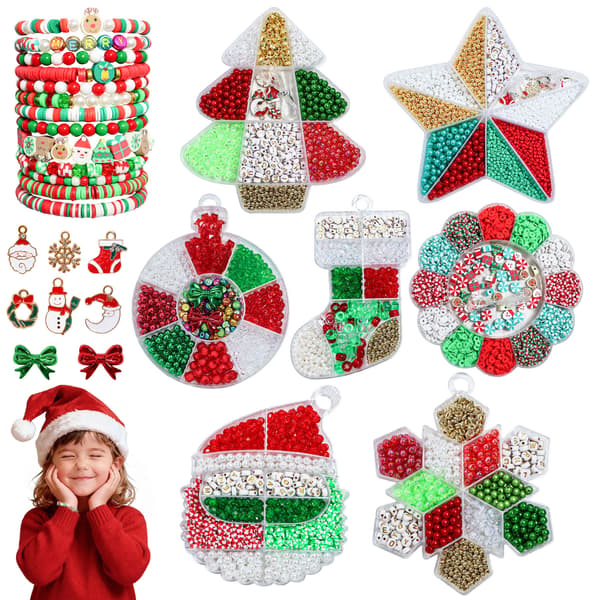 Jul DIY Armband Set Julgran Pärlkit Oregelbundet Formad Låda (approximately 710 pieces)