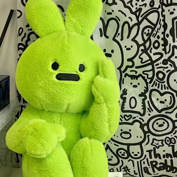Rolig förakt kanin kreativ nisch vänlig gest kanin plyschleksak docka docka docka present män och kvinnor Gesture Rabbit【Green】 30cm