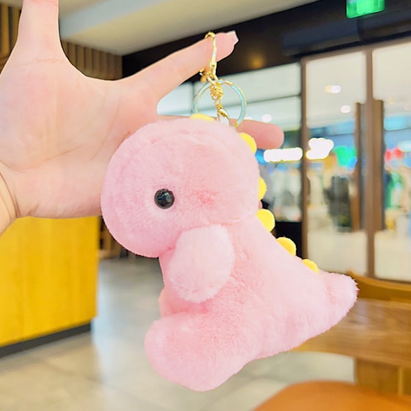 Tecknad Kuromi docka skolväska hänge docka plyschleksak par nyckelring väska hänge Plush blush dinosaur-pink 11cm (with keychain)