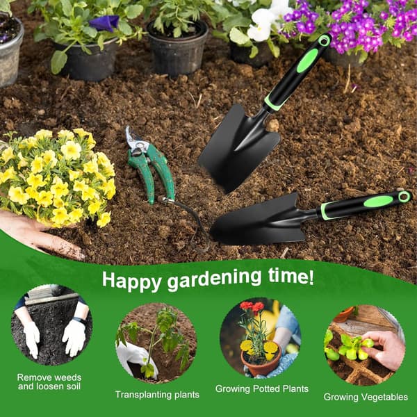 Liten hagespade for planting og omplanting, stålfabrikkspade, minispade, strandspade, svart