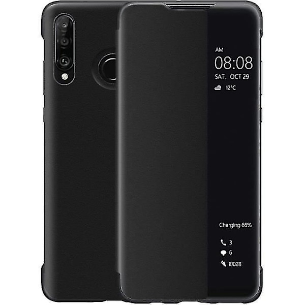 Huawei P30 Lite Cover, Smart View Læder Flip Cover, [Strømsparefunktion][Fuld Beskyttelse](p30lite,blå