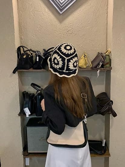 Broderet Bucket Hat til Kvinder Foldbar Solhat til Afslappede Udflugter Sport Ski Sort