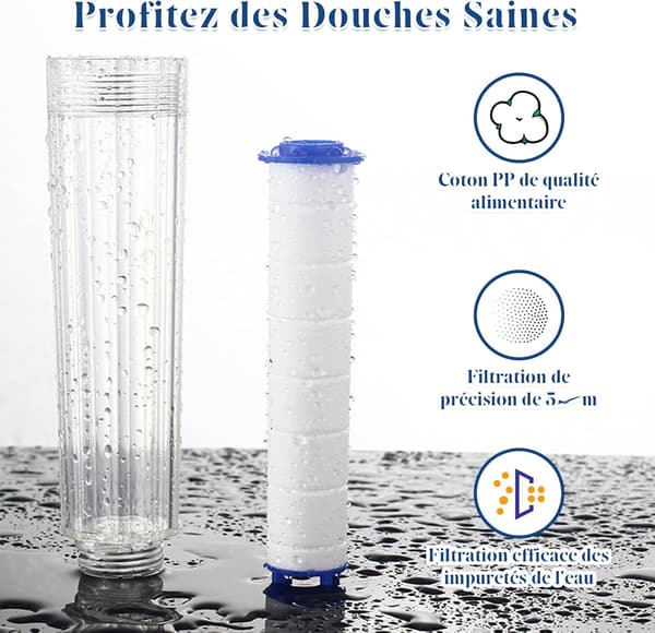 Duschhuvudfilter 10-pack PP Bomull Duschfilter Avtagbart Anti-kalkfilter En Storlek