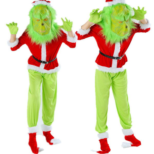 LionKnight Grinch Juldräkt Barn Santadräkt Män och Kvinnor 6-delad Dräktset - M (utan Mask) - Lefou Sunmostar