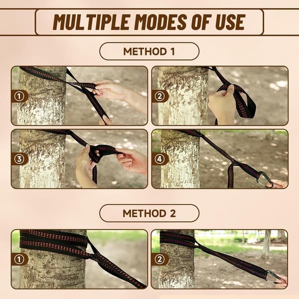 2 pcs. - Hammock Straps - 2 m - Adjustable Hammock Straps - Swing Suspension - Tree Swing Straps