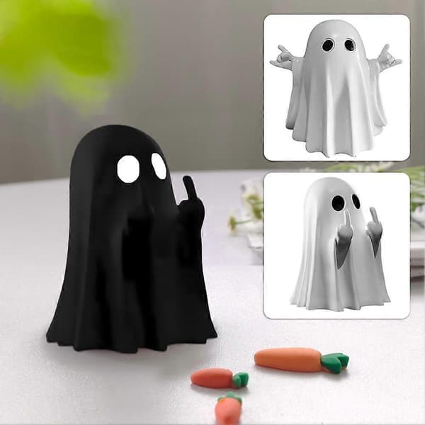 For Halloween Ghosts Figurine Rude Ghosts with Middle Finger Statues for Living Room Decor C