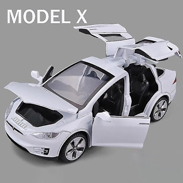 1:32 Tesla Model X Model 3 Model S Model Y Metalliauto Diecast-leluauto Ääni ja valo Lapsille Lelut Lapsille Poikien lelu Model X White