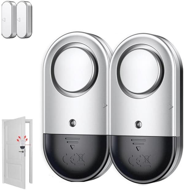 Dörr- och fönsterlarm - 125dB magnetisk sensor med batterier - Stöldskyddslarm för hemsäkerhet