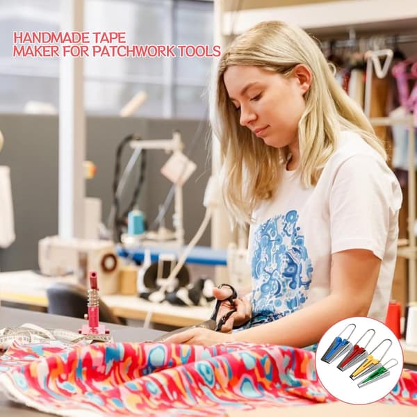 4 stk. Bias Tape Maker Sæt, Holdbar Hård Plast og Rustfrit Stål, Syning Binding Quilting Værktøj, Perfekt til DIY Patchwork Kunst og Håndværk