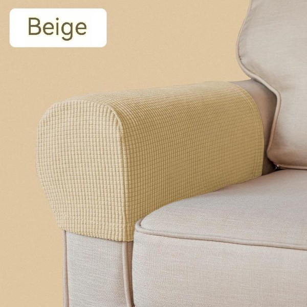2 st Beige Soffarmstödsskydd Halkfria Stretch Soffarmstödsskydd Möbelarmstöd Fåtölj Skyddsskydd Armskydd
