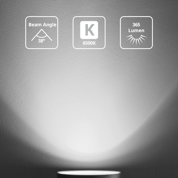 LED spotlight 5W, kallvitt, 6500K, 365lm, flimmerfri, energibesparande LED-lampa, motsvarande 40-50W GU10 halogen spotlight 10-pack{hh} Cool White