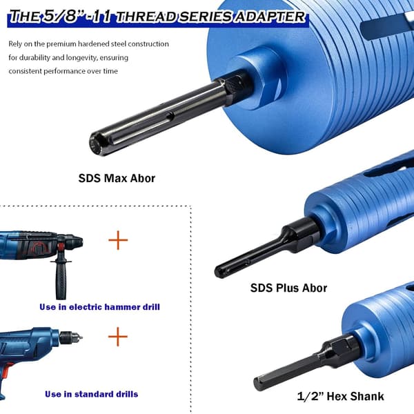 1-1/4\"-7 Han Gevind til SDS Max Kerneboreadapter Premium Handy Converter 1-1/4\"-7 SDS Max Kerneboreadapter til Betonbor