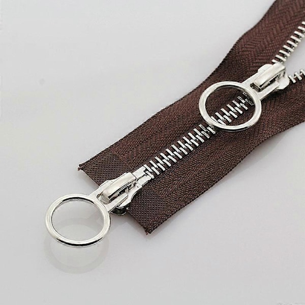 5# 70/90cm Metall Dragkedja Dubbel Slider Rund Ring Dragkedja För DIY Sömnad Kläder brun brown 90cm