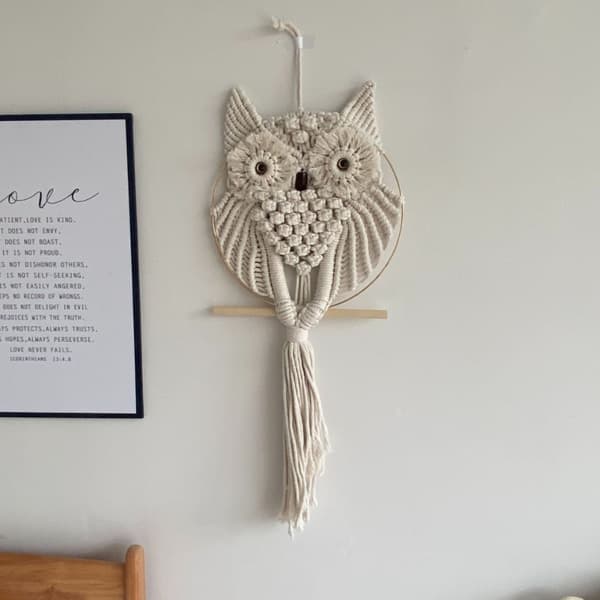 Uggla Väggdekor Handvävd Boho Väggbonad Väggdekor Uggla Dekor för Sovrum Vardagsrum Barnkammare 75x30cm