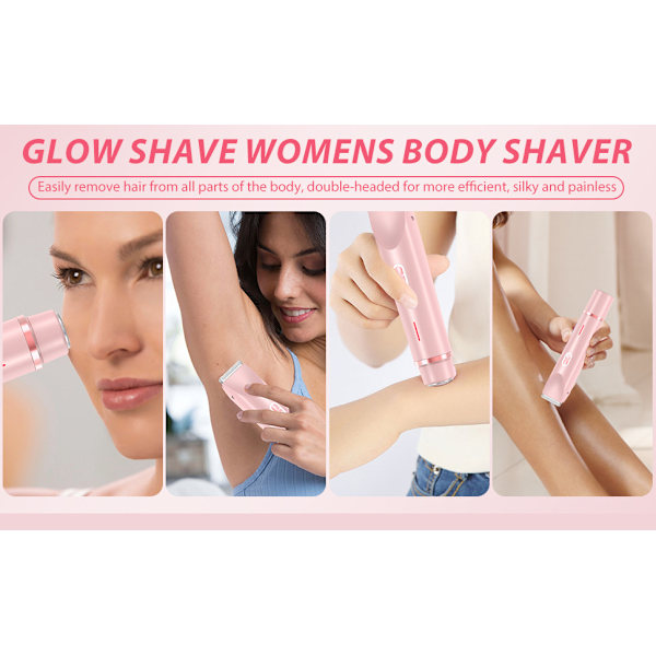 2-i-1 Bikini Trimmer Elektrisk Barbermaskin for Kvinner, Vanntett, Hårfjerning for Barbering av Ben, Armer, Underarmer Ansikt Rosa, Dobbelthode Purple