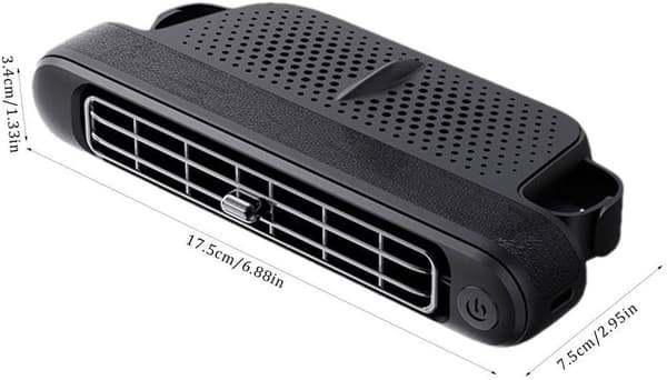 12V Bilventilator Dobbelt USB Bærbar Luftkøler 3 Hastigheder til Forsæde og Bagsæde 17x7,5cm Sort 2-pak