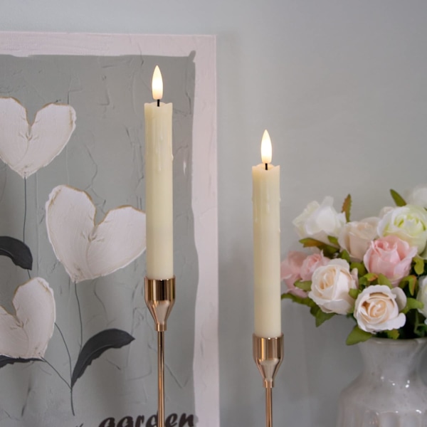 6-pakning 17,5 cm flimrende flammeløse lys (beige) med fjernkontroll