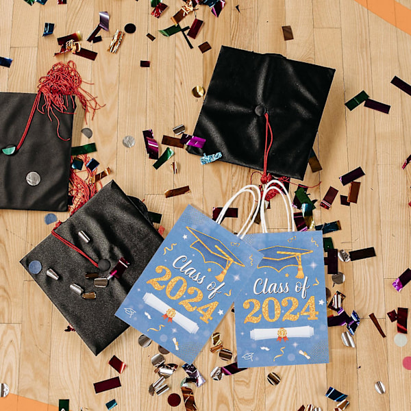 12 stk. Graduation poser, Papir Gaveposer, Slik Emballageposer, Fest Gaveposer, Håndholdte Gaveposer