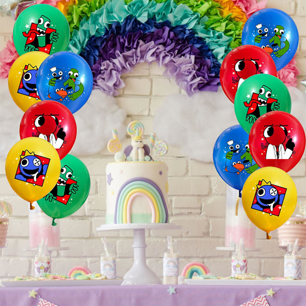 Rainbow Friends -teemajuhlatarvikkeet, ilmapallot, banneri, kakunkoristeet, koristeet, setti lapsille, tytöille ja pojille