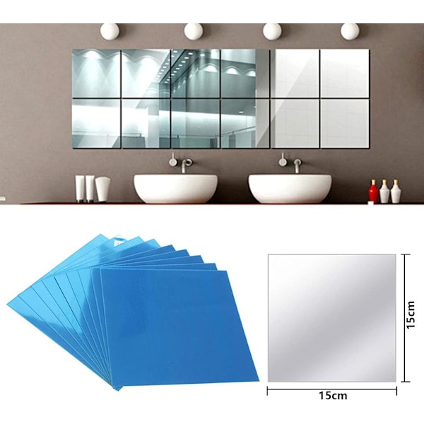 15cm*15cmx9 fyrkantig reflekterande spegelfolie, väggdekal,