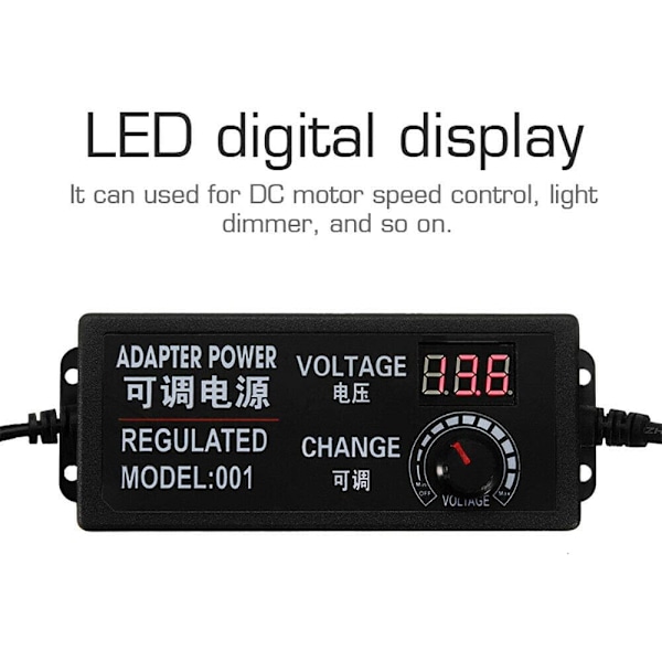 AC/DC 9-24V 3A 72W Justerbar Strømadapter Universal Strømforsyning til DC Motor Hastighedskontrol