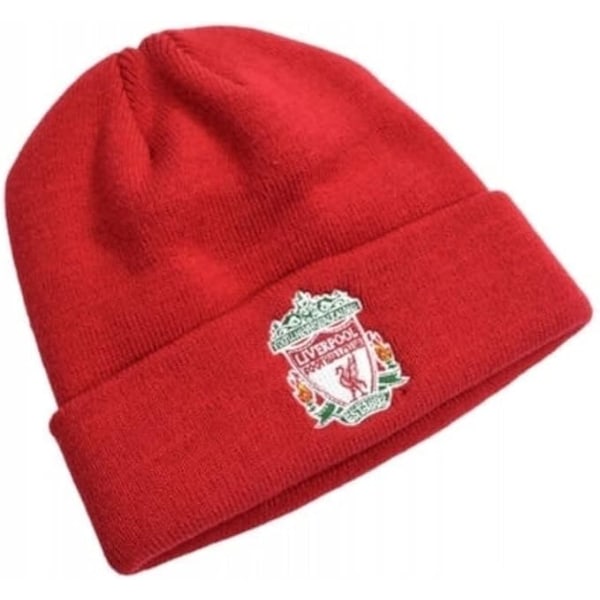 Liverpool FC Unisex Voksen Strikket Hue med Ombuk og Klubmærke - Julegaver til Fodboldfans{HH}