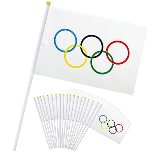 20 små olympiska flaggor, dekoration för de olympiska spelen, Paris 2024 olympiska spel