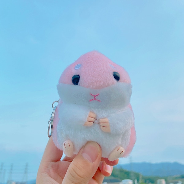 Tecknad Kuromi docka skolväska hänge docka plyschleksak par nyckelring väska hänge Plush pink hamster 11cm (with keychain)