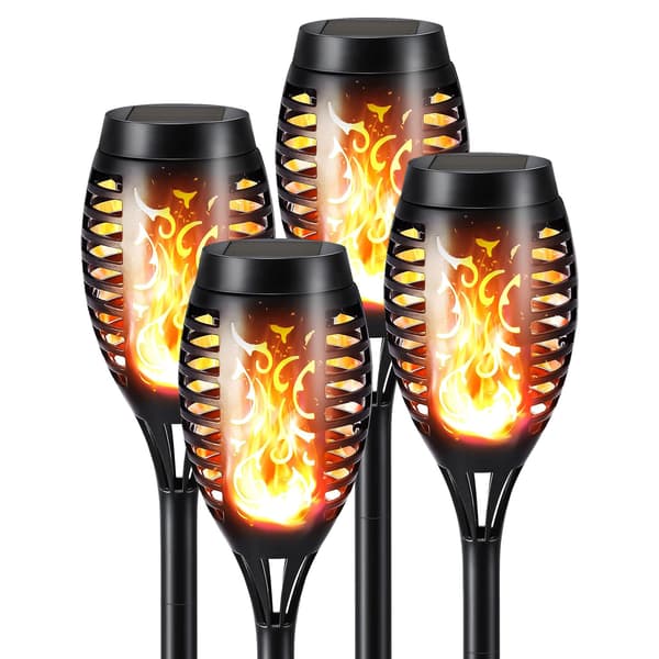 4-pak udendørs solcellelamper, solcellelamper udendørs med realistisk dynamisk flamme - solcellelamper til interiør, stier [Energiklasse G] 4pcs
