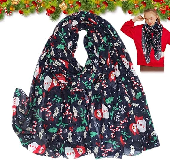 Damscarf Jul Snögubbe Mönster 180x90cm 100% Polyesterfiber Vinter Sjal Omlott