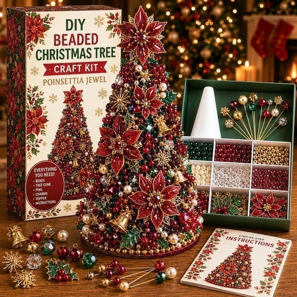 Nyt DIY Perle Juletræ Håndværkssæt Beaded Christmas Tree Series - 8 DIY Material Kit (with Color Box)