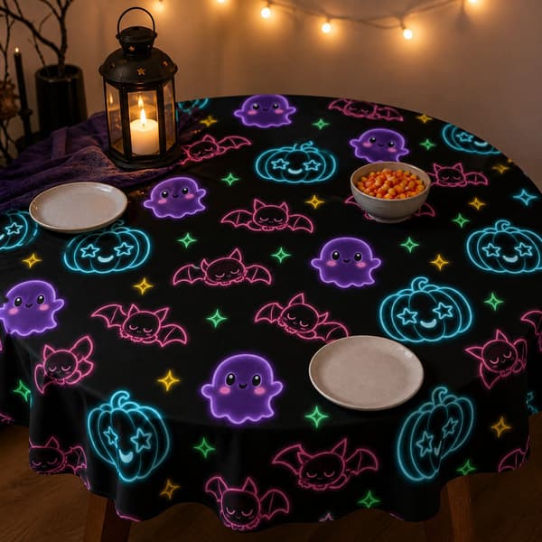 Firkantet Halloween-duk Rund Bordduk Feriefestdekorasjon Pumpkin Ghost 140*200CM