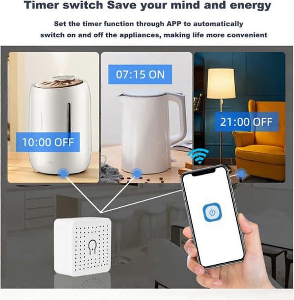 KZQ-4X Tuya 16A Wifi MINI Smart Switch DIY Kontrollrelä Timer för Smart Life