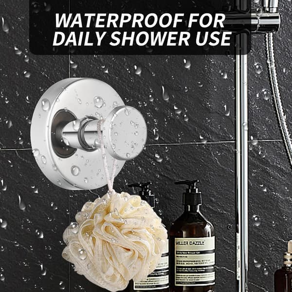 Heavy Duty Suction Cup Hooks, Removable No Drilling Hooks for Shower, Bathroom, and Kitchen Use on Glass, Tile, Mirror for Towels, Robes Chrome Chrome 2 pack