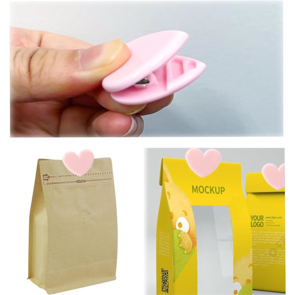 30 stk. hjerteformede bindeklips, mini dekorative papirclips, papir- og poseclips til kaffe, kontor, foto, billedsiderholder