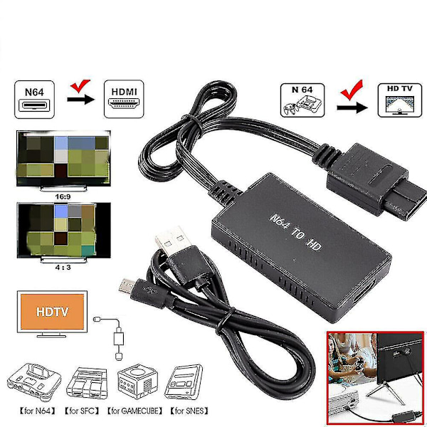 För Super NES/SNES N64 till HDMI Adapter Konverter HD Kabel--(WR)