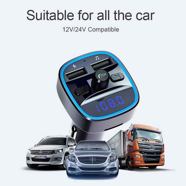 T25 Auto FM-sender Bluetooth MP3-afspiller Biloplader Smart Navigation 12-24V Til bilstereo musikstreaming