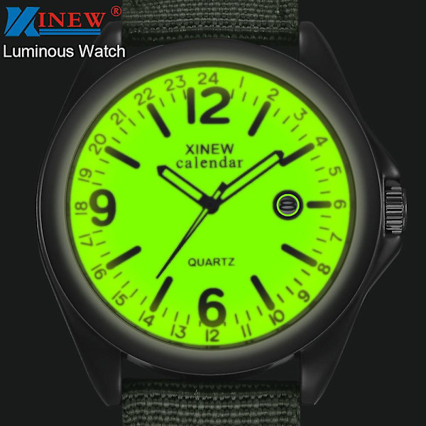 Militär Herrklocka Quartz Svart Urtavla Datum Lyx Sport Armbandsur