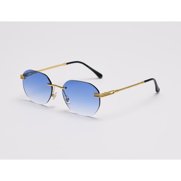 Trendy solbriller for kvinner sommer 2022 vridde stenger gull Blu Blue one size