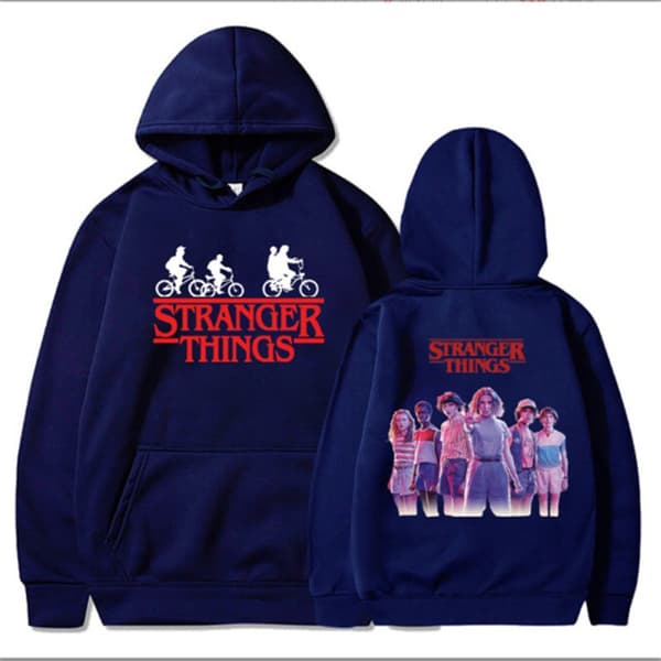 Stranger Things Hettegenser Genser Pullover Høst/Vinter Marineblå Navy blue 150