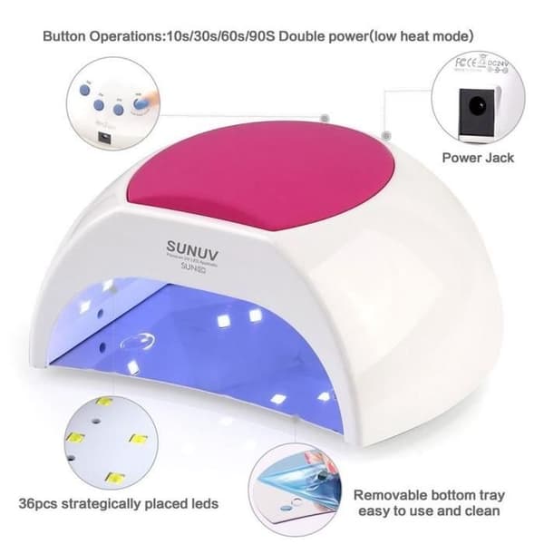 SUNUV SUN2C 48W LED UV-kynsilamppu 4 ajastinasetuksella, valohoitokynsilamppu induktiokynsilamppu