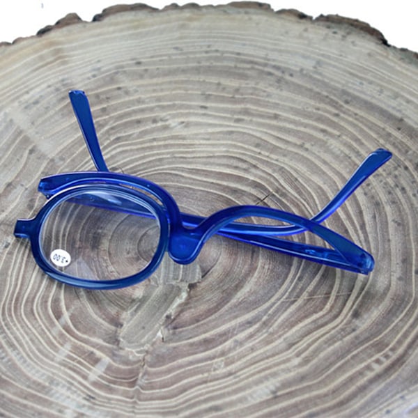Sminkglasögon för kvinnor, enkelsidiga, hopfällbara, roterbara läsglasögon för sminkning, ögonmakeupverktyg, blå ask blue box glasses power 150