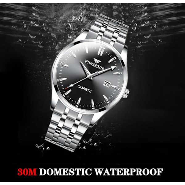 Herre Business Quartz Klokke, Analog Vanntett Selvlysende Dato Casual Armbåndsur