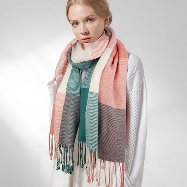 Damscarf Mode Lång Rutig Sjal Omlott Stor Rutig Varm Vinter
