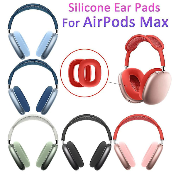 Fonken Ersättningssilikonöronkuddar för AirPods Max, Hörlurskuddar, Öronmuffar, Skyddsfodral, Headset-tillbehör white