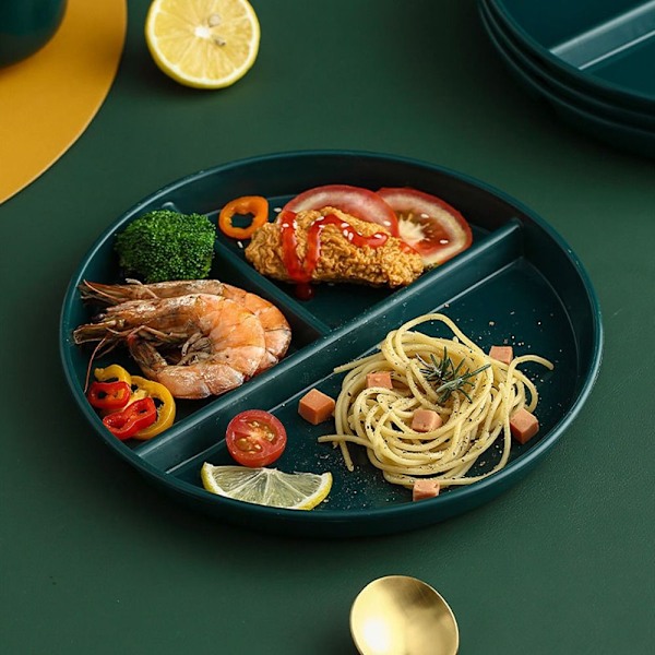 Tallerken med 3 rum Runde middagstallerkener i plastik{HH}