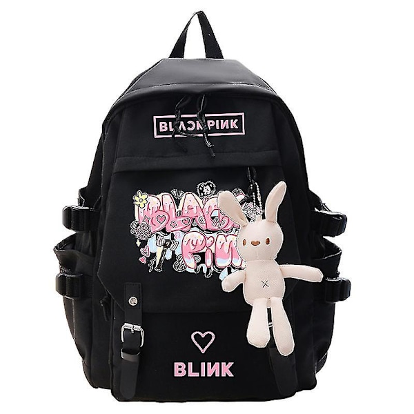 Musta-pinkki reppu Kannettavan tietokoneen laukku Koululaukku Kirjalaukku style 1