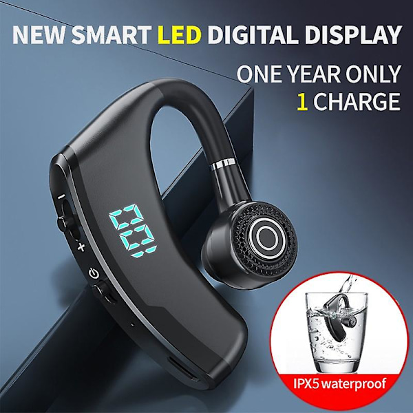 Bluetooth-headset Led trådlöst headset Bluetooth 5.2 headset 180 graders roterande öronkrok affärs körning hörlurar affärs Bluetooth-headset